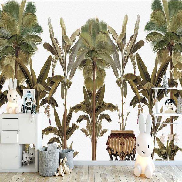 

wallpapers milofi 3d custom wallpaper tropical coconut banana tree illustration