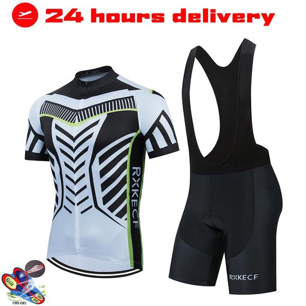 

racing sets rxkecf men 2021 cycling jersey set summer short sleeve ladies bib shorts bicycle clothes shirt clothing suit, Black;blue