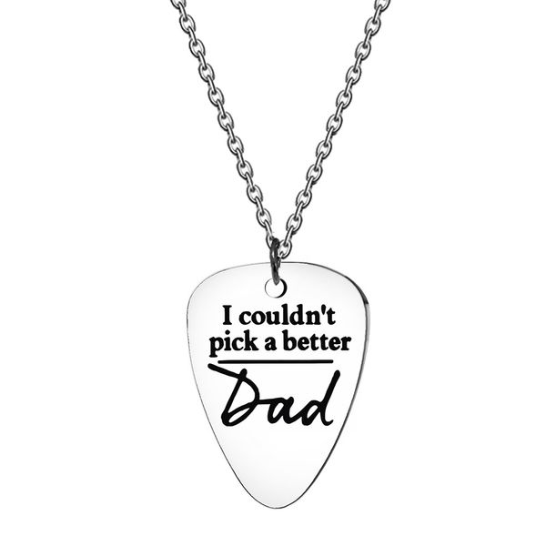

guitar pick accessories dad necklace keychain european and american fashion jewelry gift stainless steel leather cord diy customized wholesa, Silver