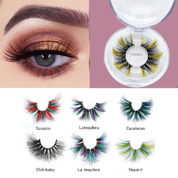 

false eyelashes 1 pair colorful mink 25mm fluffy rainbow fake eye lash strip lashes makeup beauty eyelash extension tools