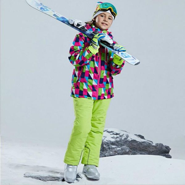 Conjuntos de roupas -30 graus crianças conjunto meninos meninas garotos de snowboard de snowboard traje de esportes à prova d'água de jaqueta esportiva ao ar livre