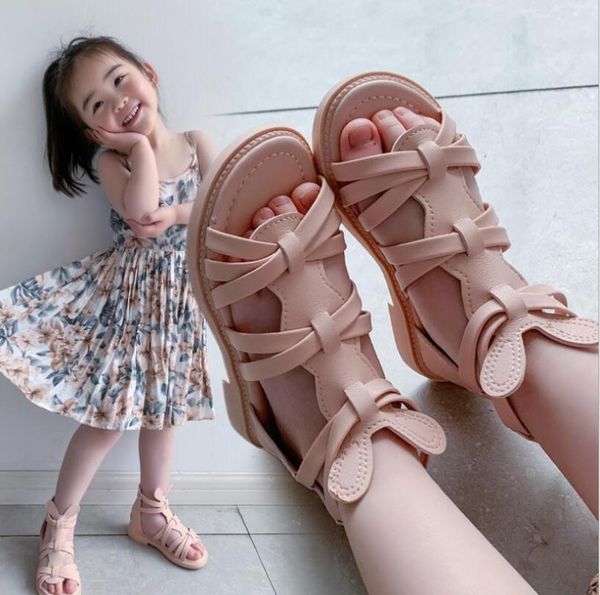 

sandals girls cute toddler kids shoes rubber pink non-slip chirldren cross summer princess, Black;red
