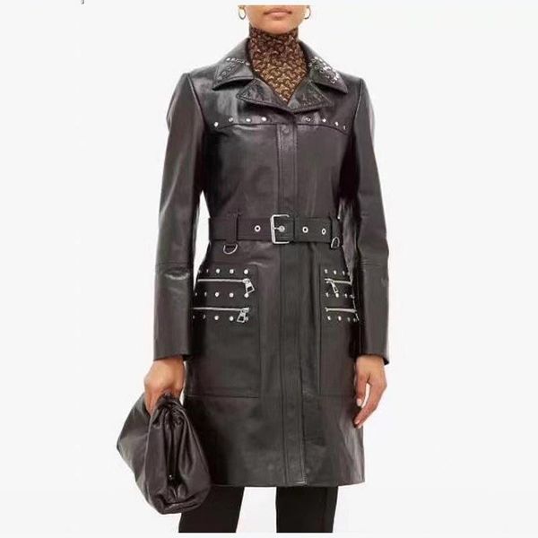 

Women's Leather & Faux SHZQ 2021 Autumn Genuine Sheepskin Coats For Women Slim Windbreaker Jacket Female Real Outwear Clothing, Black