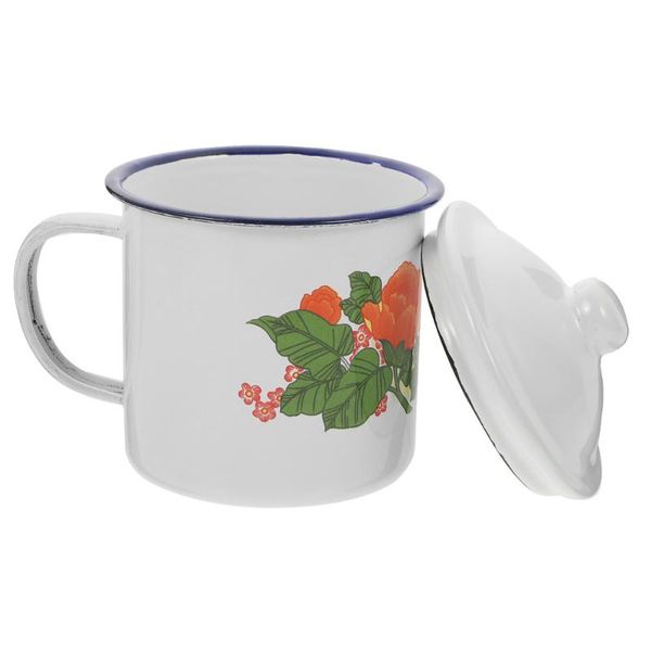

mugs 1 pc retro tea cup coffee vintage enamel mug heat-resistant (white)