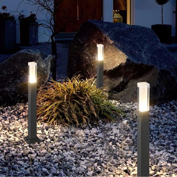 

thrisdar waterproof led garden lawn lamp aluminum pillar light modern outdoor courtyard villa landscape bollards lights lamps