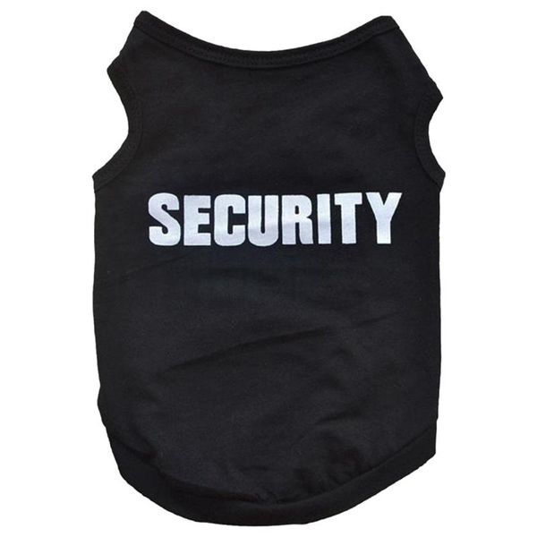 

dog apparel 2 pcs pet winter clothes puppy cat vest t shirt coat dress sweater "security" black, s & l