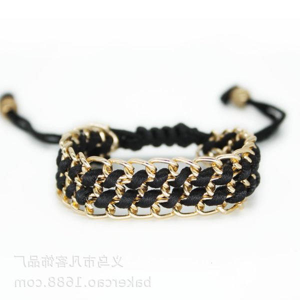 

hand catenary chain knitting bracelet hand china knot rope jewelry gift, Black