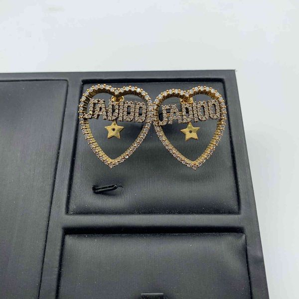 

love diamond earrings female letter star temperament allergy earrings, Golden