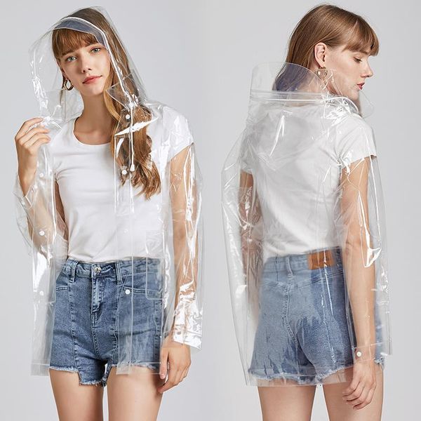 

raincoats fashion short men's and women's rain cover transparent hat removable
