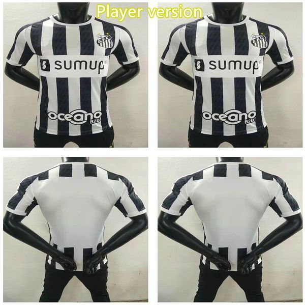 

player version fc santos soccer jerseys soteldo kaio jorge alison maillots 2021 2022 pele rodrygo football shirts marinhobjdcgm, Black;yellow