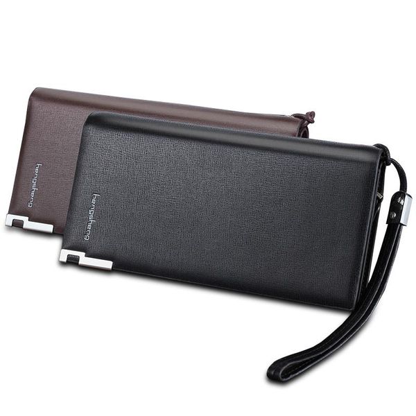 

men's multifunctional long wallet zipper clutch wallets, Red;black