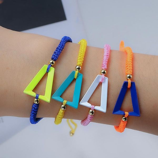

link, chain fashion adjustable neon rainbow triangle bracelet for women men 2021 trend chlidren's jewelry birthday gift, Black