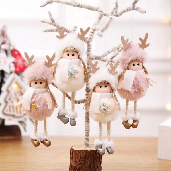 

christmas decorations plush angel girl doll decoration cute antler tree pendant year gift