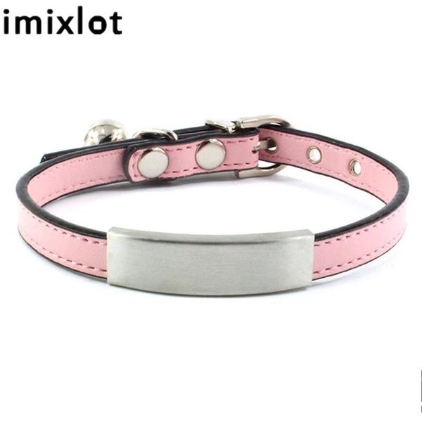 

imixlot pu leather pet collar with stainless steel reflective name id tag durable necklace for small dog cat supplies collars & leashes