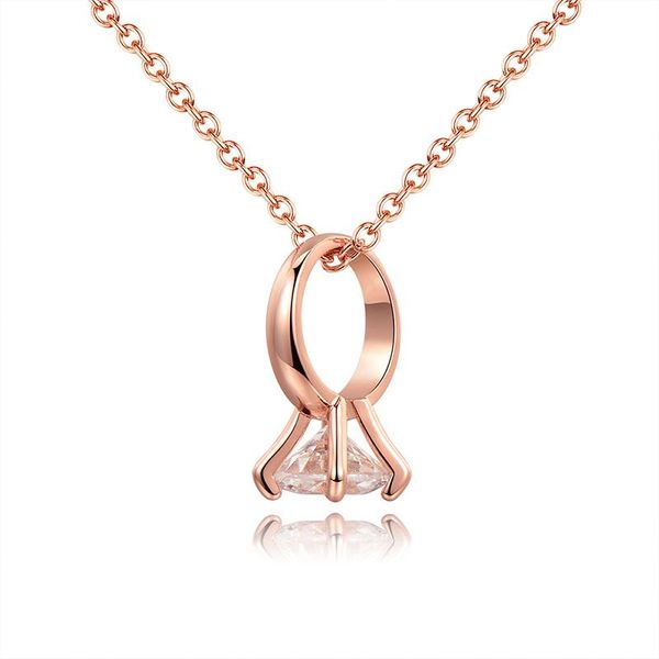 

pendant necklaces elegant rose gold geometric cz necklace charming women's wedding collarbone chain fashion ladies party jewelry girl g, Silver