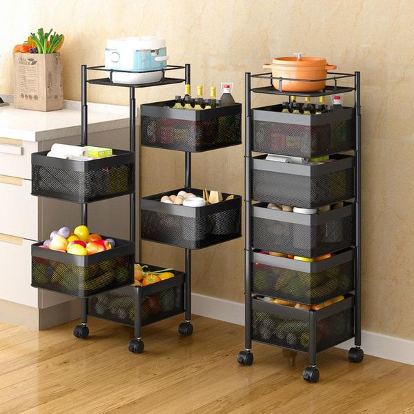 

kitchen storage & organization basket rack 360 rotatable multilayer dish fruit and vegetable organizer