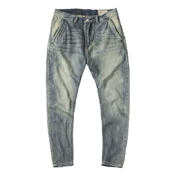

men's jeans men american style large size vintage casual straight cowboy pant male sand washing blue cotton denim trouser