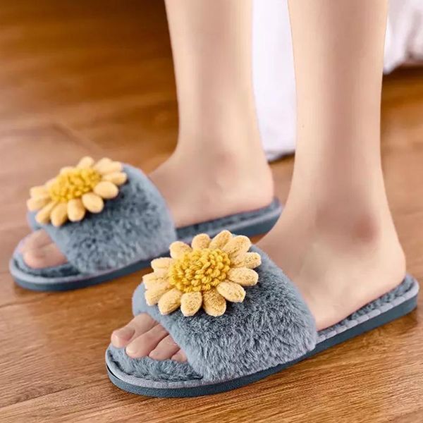 

women slippers lady winter house shoes chrysanthemum vamp girls lovely indoor, Black