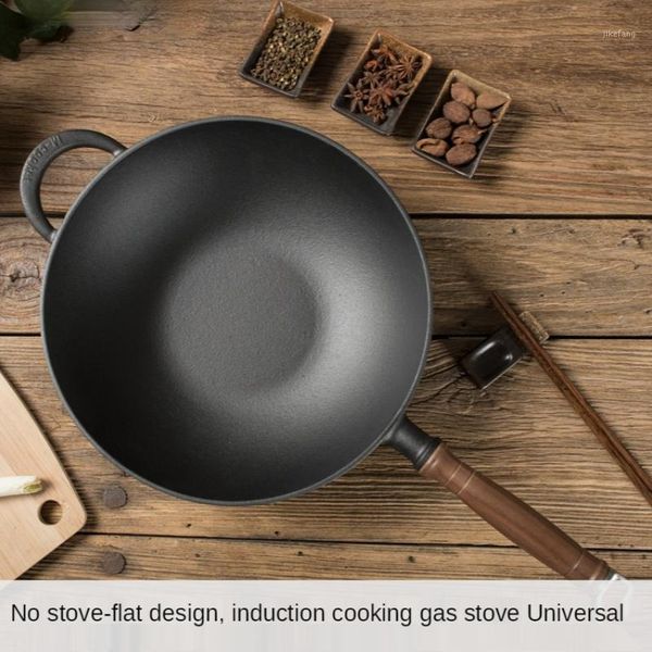 

induction cooker wok household flat iron pan non-stick cast uncoated less lampblack frying storage bottles & jars