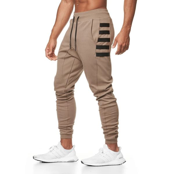

men's pants muscle fitness brothers sports slim running training cotton, Black