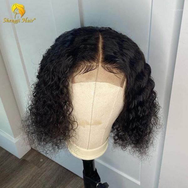 

human hair wig 360 lace frontal pre plucked with baby brazilian remy glueless curly 370 fake scalp shengji1, Black;brown