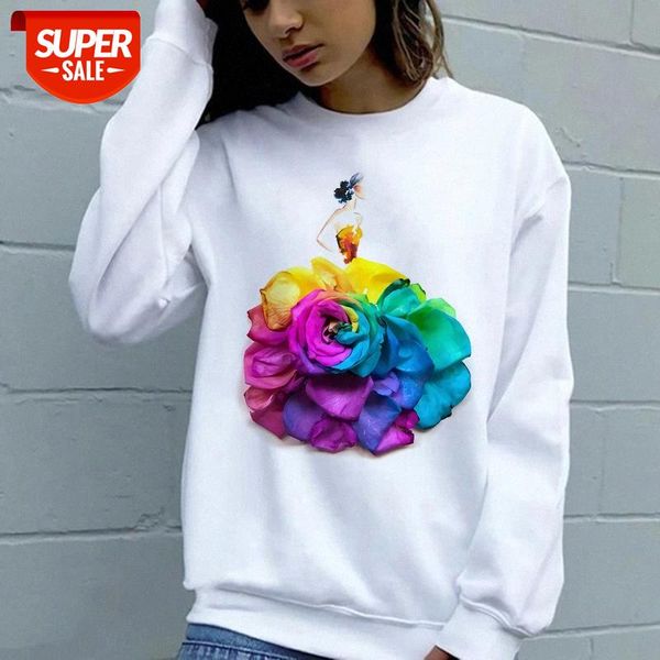 

zn089-4 ladies fashion pullover sweater, round neck printed long sleeve shirt #2r2f, Black