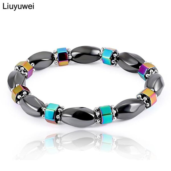 

charm bracelets liuyuwei natural stone men's hematite beads bracelet for women men ywlg6236, Golden;silver