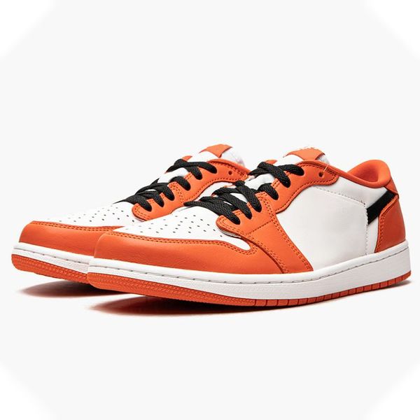 

jumpman 1 low og starfish basketball shoes orange/white-black outdoor sneakers with original box