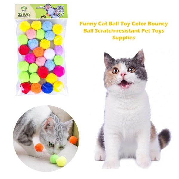 

pcs funny cat ball toy color bouncy scratch-resistant soft pet toys supplies