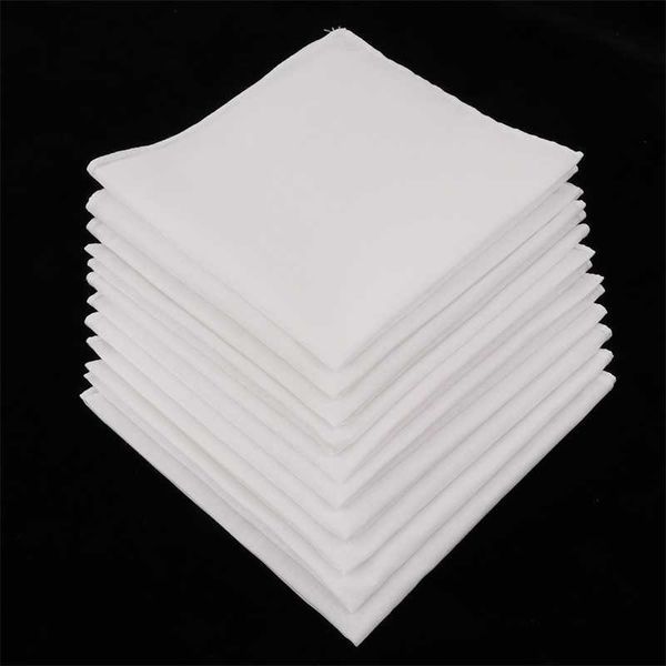 10 Stück weiße Herren-Taschentücher aus 100 % Baumwolle, quadratisch, superweich, waschbar, Einstecktuch, Brusttuch, Einstecktuch, 28 x 28 cm, T200618