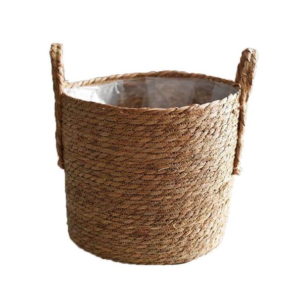 

planters & pots handmade straw storage basket woven floor indoor flower pot home living room decoration