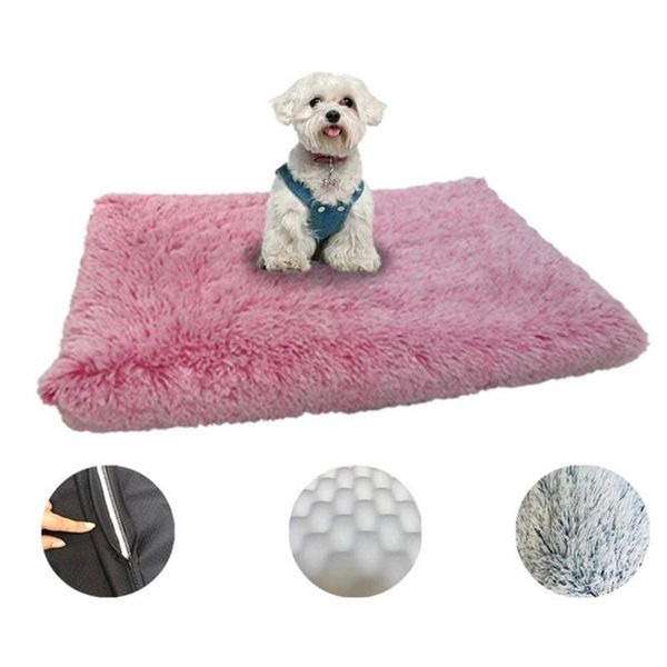 

kennels & pens long plush warm dog bed cat mats pet kennel sleepping pad for pets washable dogs sofa cushion cats supplies