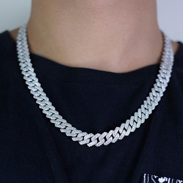 

chains cuban chain link moissanite silver necklace iced out hip hop msn-511