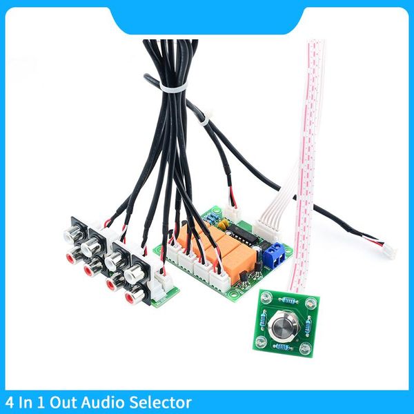 

computer speakers audio input selector 4 in 1 out relay 4-way switching rca signal selection board of button switch for amplifiers diy kit