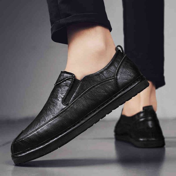 

dress shoes men's leather shoes, casual men's footwear, no shoelaces, low shoes to drive, comfortable pea shoes... ggiv, Black