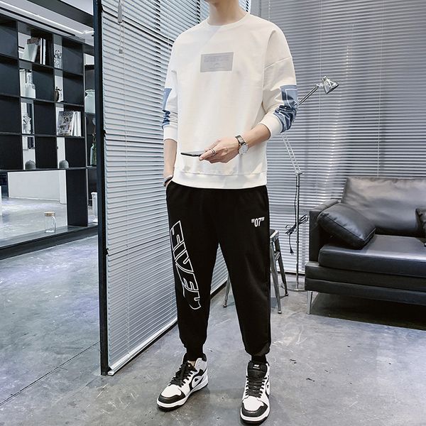 

leisure 2021 spring and autumn wear sports sweater fashion men's cotton suit, Black
