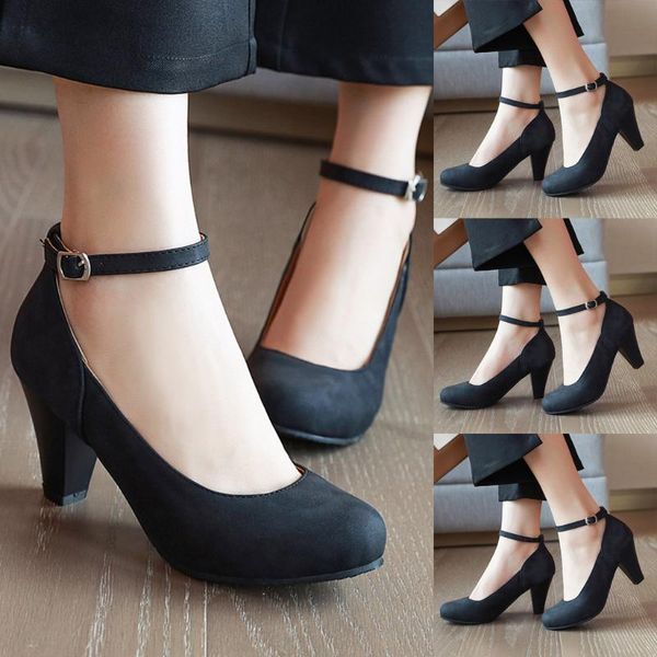 

spring female sandals pointed lady high heels black with thick wild single women shoes sandalias femeninas#g20