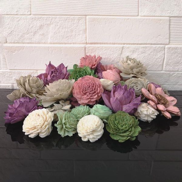 

decorative flowers & wreaths 50 pack of sola wood flower assortment for home decor/all special occasions g812c99n