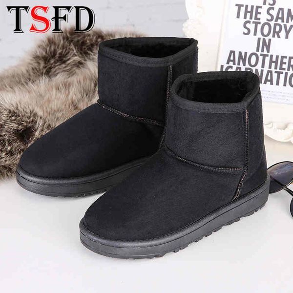 

boots short tube women shoes round toe black warmest women's slip-on platforms female snow flat casual shoe z4
