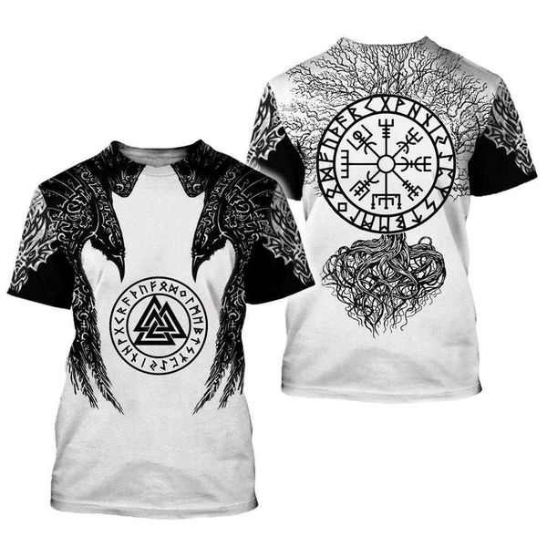 

viking symbol - odin tattoo 3d printed men t shirt harajuku fashion short sleeve summer casual t ws358 210629, White;black