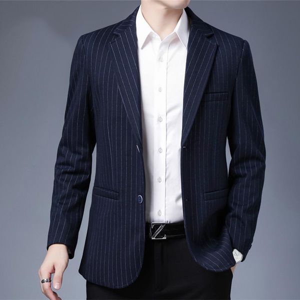 

men's suits & blazers 2021 spring autumn stripe blazer fashion business casual male slim suit jacket large size banquet wedding party c, White;black