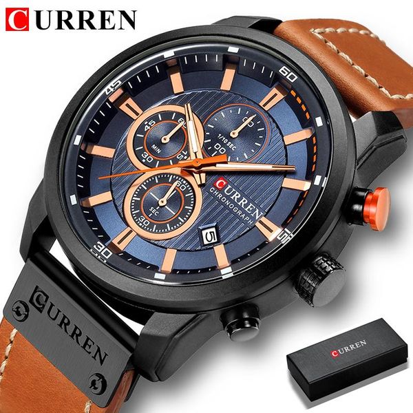 

wristwatches curren men's sports watches fashion casual quartz watch men military wrist male relogio clock 8291, Slivery;brown