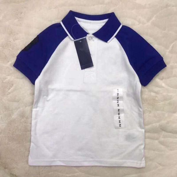 

men's polos kid's 100% cotton big horse short shirt children's clothing sleeve, White;black