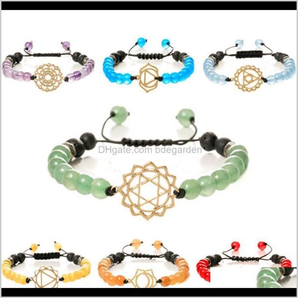 

beaded, strands drop delivery 2021 jewelry stainless steel natural lava stone crystal colorful beaded bracelets for women fashion p5jbr, Black