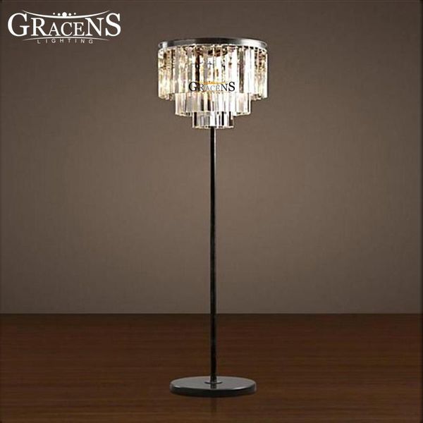 

floor lamps selling vintage crystal fixture round black chrome metal clear stand lighting for living room
