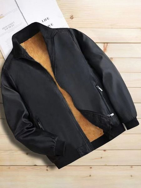 

men teddy lined zip up jacket n5cx#, Black;brown