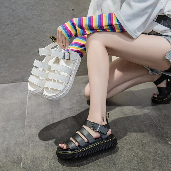

dress shoes summer female sandals student flat platform gladiator non-slip pregnant women beach, Black