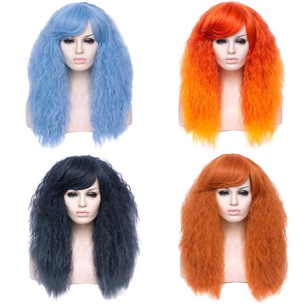 

shuyang wig fashion instant noodle roll explosive head, Black