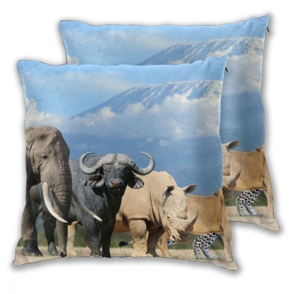 

decorative pillowcase africa elephant cow leopard rhinoceros throw pillow case square polyester cover for home office