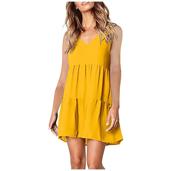 

casual dresses women loose plus size dress 2021 fashion solid sleeveless beach party female stitching cupcake midi, Black;gray